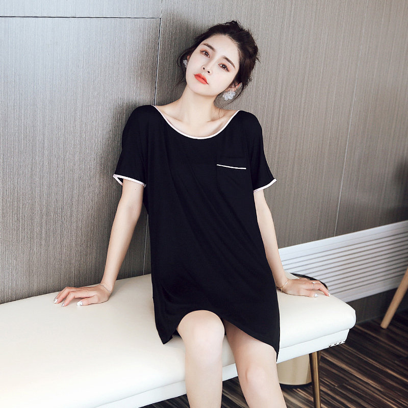 Sexy sleeping dress Summer Model with breast padded, short sleeve loose pajamas thin large casual home suit