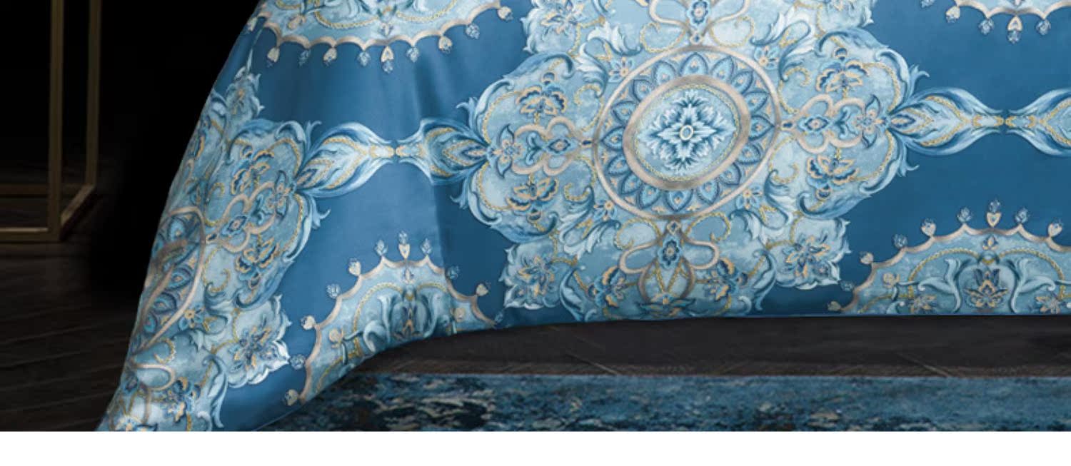 Theo sợi Bella / BOWEINA gia đình bốn 100% lụa tơ tằm in lụa rộng giường gói - Bộ đồ giường bốn mảnh bộ chăn ga gối đệm cưới