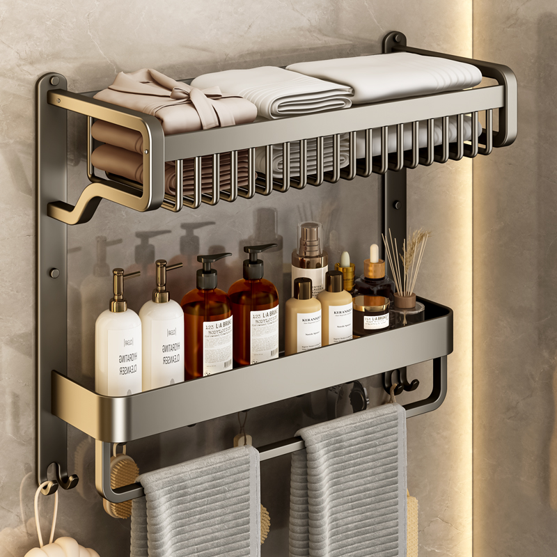 Toilet shelving towel rack integrated bathroom rack free of punching toilet bath towel rack handwashing shower room containing-Taobao