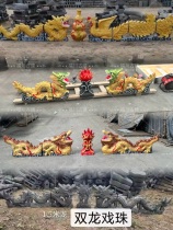 Antique ancient building accessories ceramic dragon running beast two dragons playing with beads green tile dragon glazed tile dragon double dragons playing with beads roof ridge tile