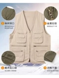 Осенний хлопковый дорожный жилет для отдыха, для мужчины среднего возраста