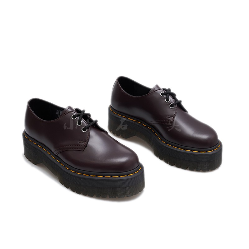 Gule Martens1461quad3 Komatsu Pastry Thick bottom Martin shoes Black Bull Leather Shoes men and women 25567001