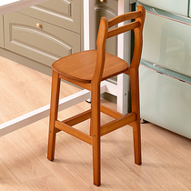 Bar chair high stool home cashier front desk bar restaurant chair living room kitchen solid wood modern simple backrest