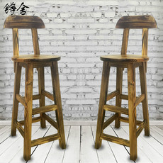 Барный стул Спинка из цельного дерева