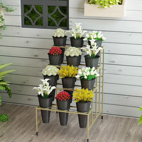 Большой цветочный магазин, многослойный универсальный пластиковый стенд, поворотные колеса