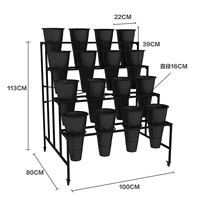 4*4 черная стойка с 16 черными бочками