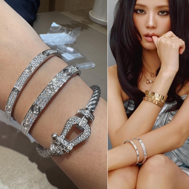 18K Gold-Plated Love Rose Gold Bracelet, Celebrity Style, Full of Stars and Ten Diamonds, Nail Bracelet, Gift for Girlfriend on Holidays