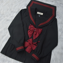 Basic orthodox jk uniform black long-sleeved short skirt Red three sailor suit set spring and autumn