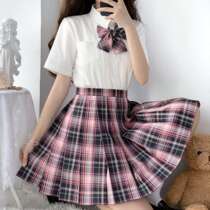 (Bear Mansion)gentle warning JK uniform skirt original genuine student wild pleated plaid skirt spot
