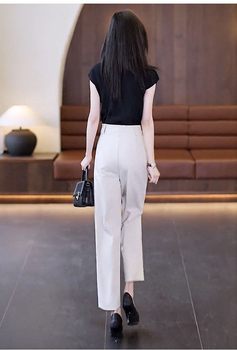 裤子女夏薄款2024新款九分哈伦裤女裤垂坠好看的西装裤休闲镰刀裤详情11