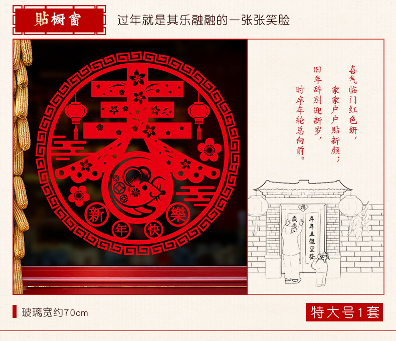 新年装饰玻璃贴纸 2个 图5
