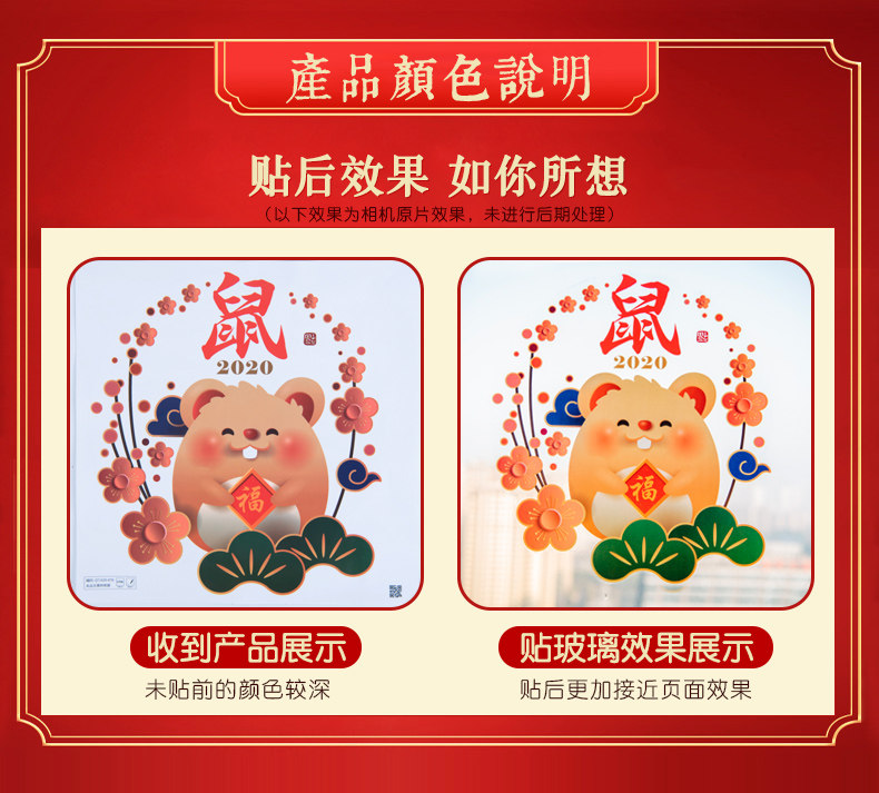 新年装饰玻璃贴纸 2个 图1