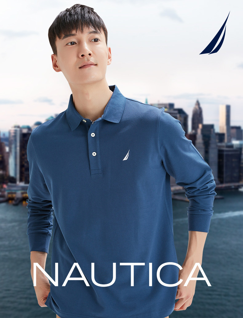 NAUTICA/诺帝卡 男士宽松长袖商务休闲Polo衫 图1