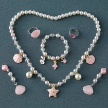 Girls children baby girl jewelry imitation pearl princess necklace bracelet ring earrings jewelry set gift box
