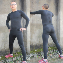 Mens compression tight elastic long-sleeved suit Pure black breathable quick-drying ski suit Basketball leggings