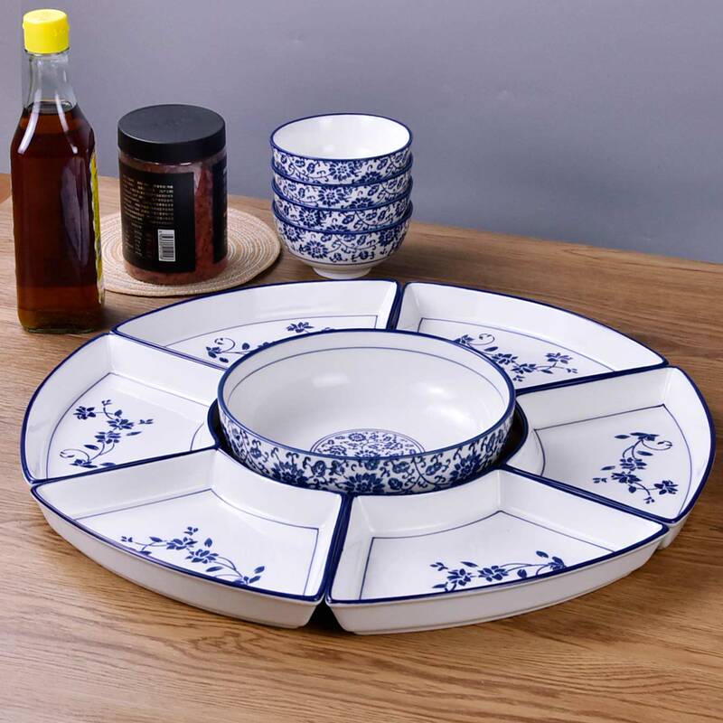Internet Celebrity Set of Tableware Combination for the New Year, Ceramic Dishes and Plates, Round Table Plates, Creative Household Plate Set