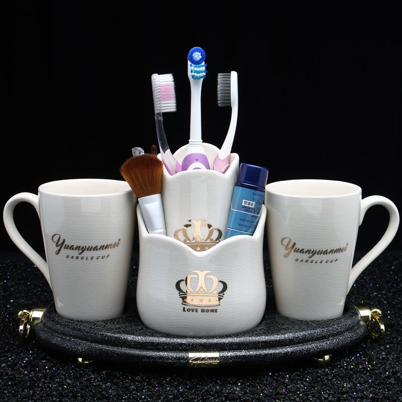 High-end European-style wedding bathroom five-piece set bathroom powder room wash set toothbrush rack mouthwash brushing cup