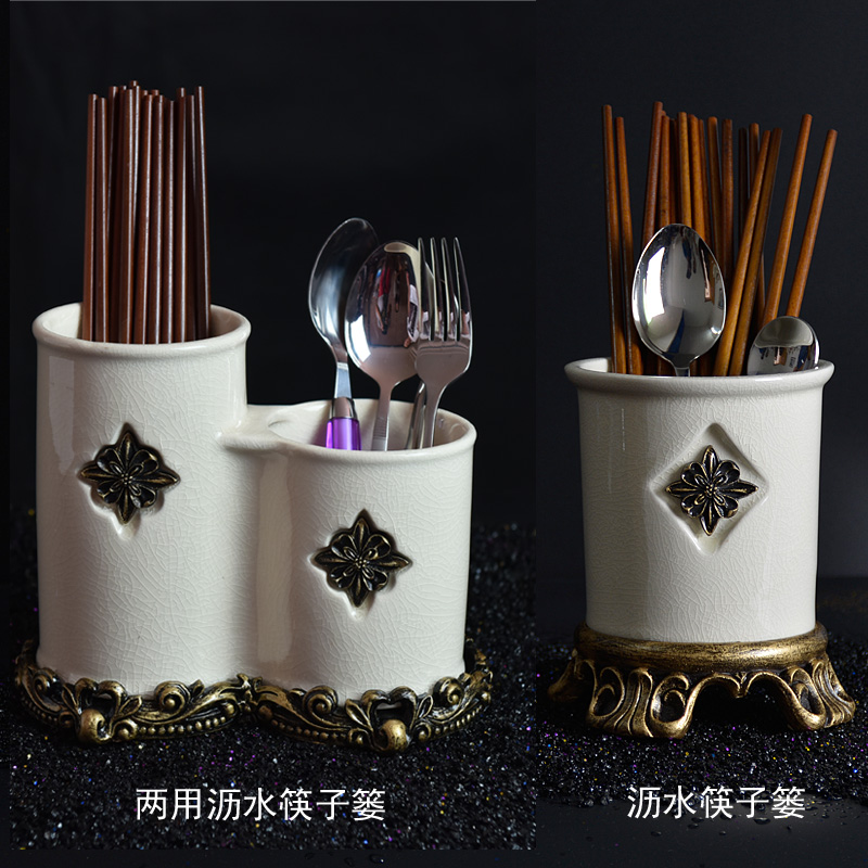 European ice crack ceramic chopsticks tube holds high-end creative chopsticks cage anti-mould asphalt chopsticks bucket