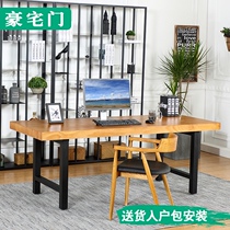  American household desktop solid wood computer desk Double desk Simple modern long desk Writing desk workbench