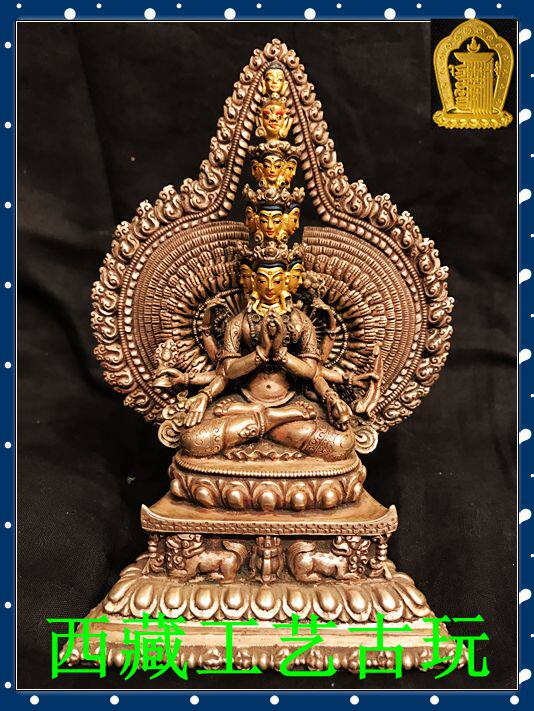 Tibet Nepal's pure silver < Thousand hands Guanyin > Buddha statue