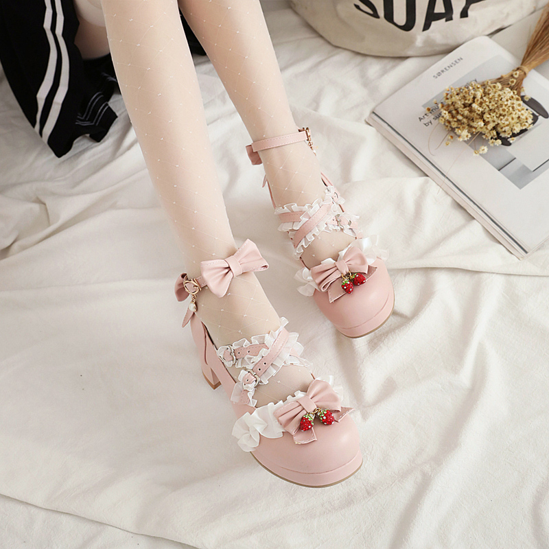 Lolita Style Small Leather Shoes for Girls, Korean Version Children's High Heels, 2024 New Model for Girls Aged 9