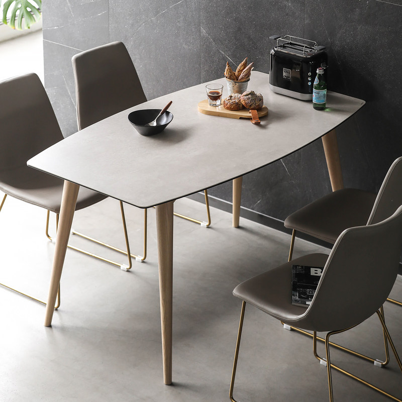 Ex-gratia Nordic expression MIC Senerevin rock plate solid wood table modern minimalist Imported Ceramic K#