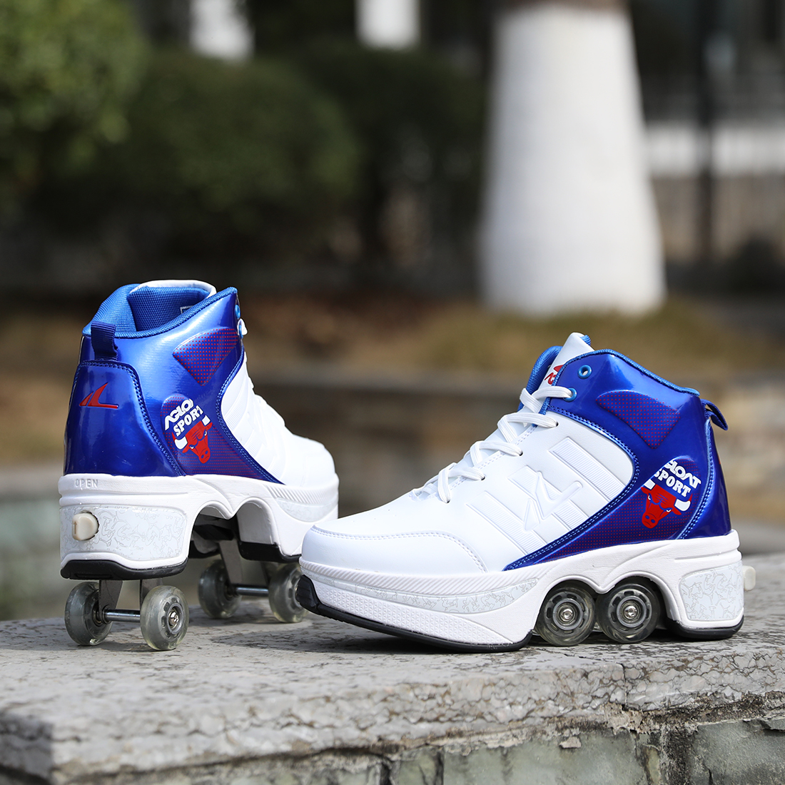 Angellut Deformed Shoes Dual-use Wheel Sliding Shoes Four Wheels Skateboard Dry Ice Storm Walking Shoes Cool China