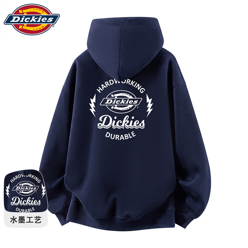 Dickies Official Authentic Autumn and Winter Cardigan Hooded Sweatshirt Men's Printed Loose Versatile Couple's Top Jacket