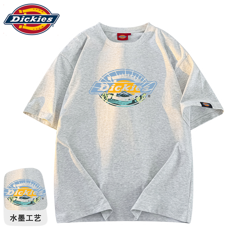 Dickies Official Authentic American-Style Solid Color Basic Summer Versatile Loose Printed Round Neck Short-Sleeve T-Shirt for Men