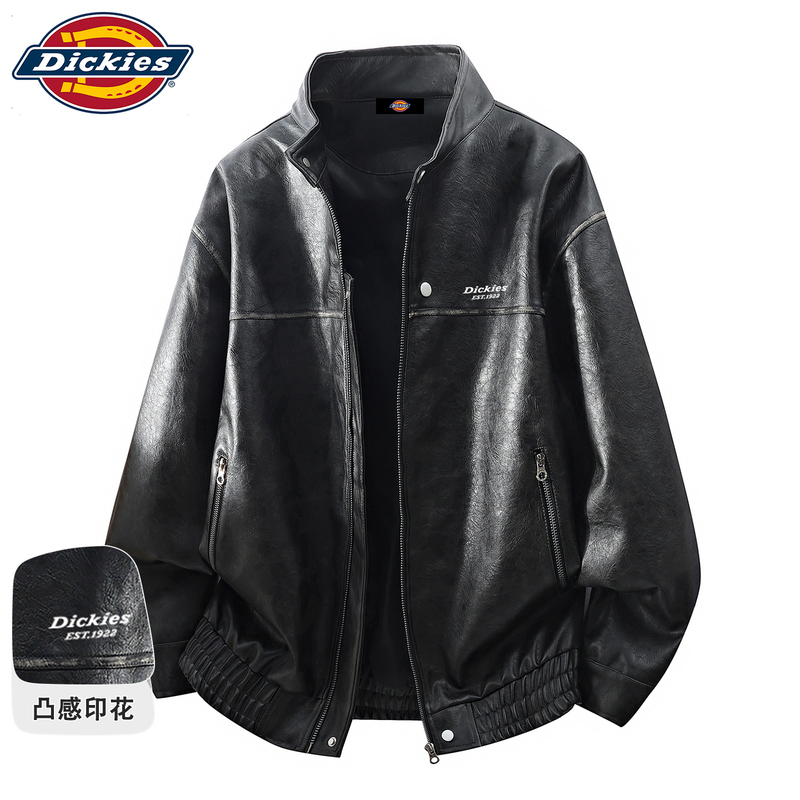 Dickies Official Authentic American-Style Stand-Up Collar Men's Pu Leather Jacket Autumn and Winter New Outdoor Workwear Jacket for Men Dickies Official Authentic American-Style Stand-Up Collar Men's Pu Leather Jacket Autumn and Winter New Outdoor Workwear Jacket for Men