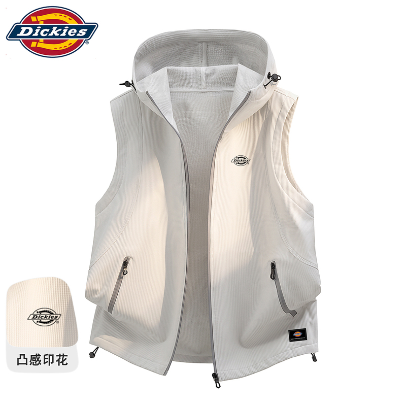 Dickies Official Authentic Autumn and Winter Hooded Vest Warm Outdoor Sleeveless Vest Jacket Men's Top