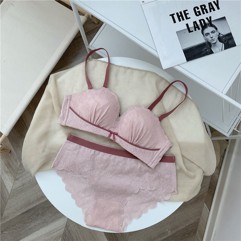 日系无肩带内衣女聚拢防滑小胸抹胸无钢圈文胸罩套装隐形半杯透气详情22