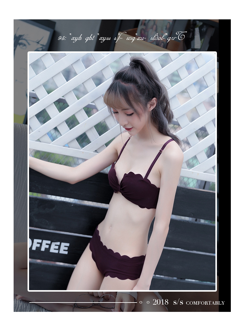 Nhật Bản tập hợp áo ngực, lưng đẹp, dày, không có vòng thép, cô gái, áo ngực nhỏ, không có dấu vết, cốc AB, đồ lót, bikini nữ đồ bơi nữ kín đáo