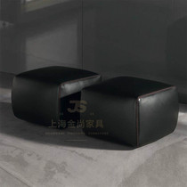 Italian Minimalist Genuine Leather leather changing stool Nordic Living room Thousand Birds Lattice Square Sofa stool Bench room Bedroom Bedside Leather Stool