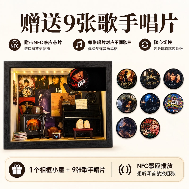 Celebrity Singer Music Photo Frame House DIY Materials Rotating Record Concert Ticket Collection Display Box Ornament Celebrity Singer Music Photo Frame House DIY Materials Rotating Record Concert Ticket Collection Display Box Ornament