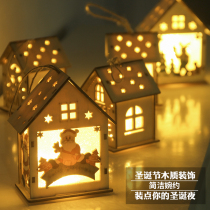 Christmas Woody Luminous Lodge Pendant Snow House Pentagram Swing Piece Christmas Creative Children Gift Items Swing