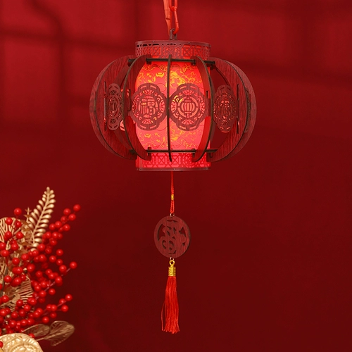 Новый год декоративный фонарь вращающийся лампа конная лампа красный фонарь балкон -фонарь люстра древний стиль Новый год.