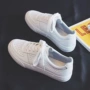 Giày đế xuồng màu trắng rỗng cho nữ 2019 Giày da nữ mùa hè 2019 Giày nữ phiên bản Hàn Quốc của giày đế bằng màu trắng hoang dã - Plimsolls giầy độn nữ