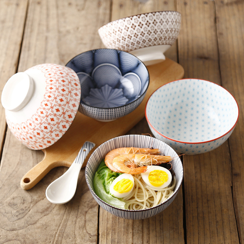 Kate Japanese - style tableware ceramic bowl and wind system under the glaze color the food bowl of porridge soup 6 inches tall with rainbow such as bowl bowl