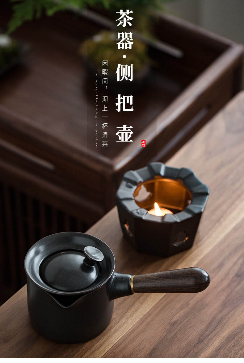 Japanese charcoal'm black pottery teapot zen side put the pot of boiled tea, the electric TaoLu who mandarin orange, white tea pu 'er large base