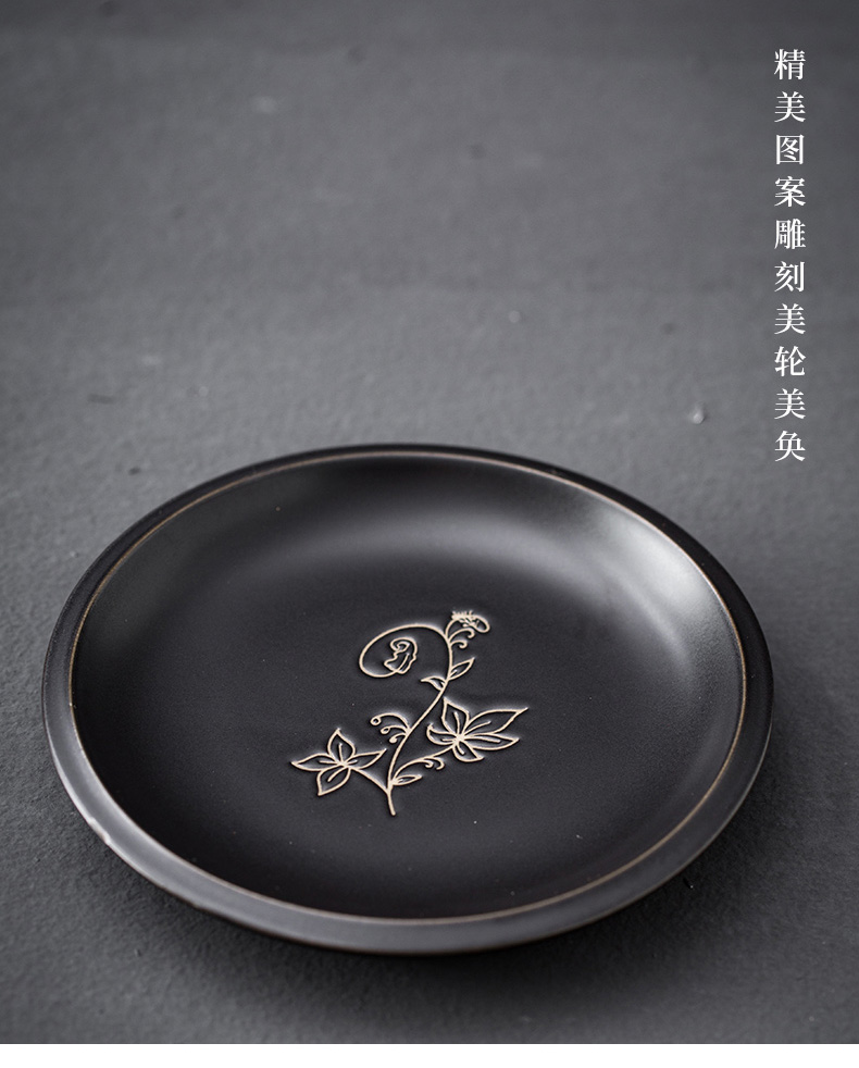 Japanese coarse pottery household ceramic platter up with retro plate round cake plate of snack tray was dessert plate