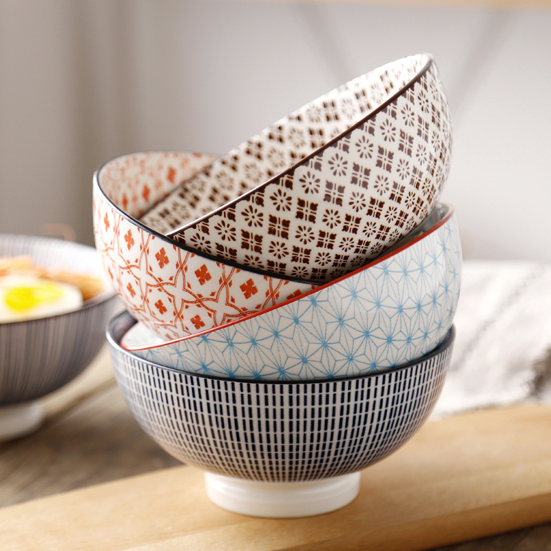 Kate Japanese - style tableware ceramic bowl and wind system under the glaze color the food bowl of porridge soup 6 inches tall with rainbow such as bowl bowl