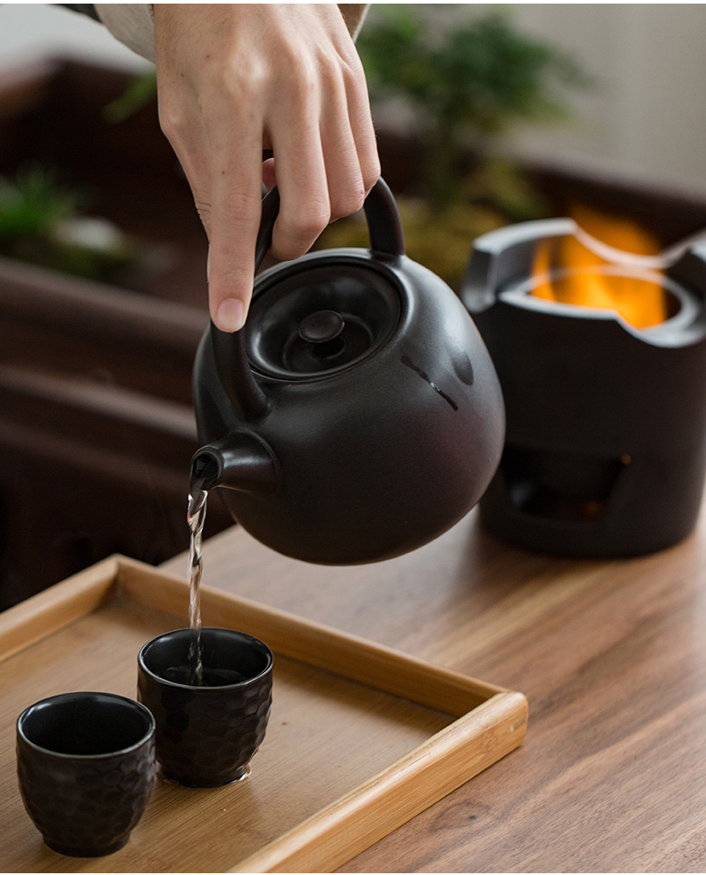 Japanese cooking black pottery small stove teapot charcoal'm heating base olive charcoal stove zen kung fu tea tea accessories