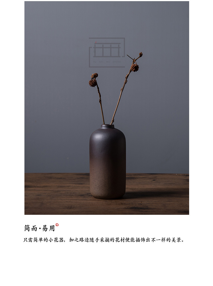 Kate zen flower implement manual coarse pottery vases, Japanese ceramics hydroponic flower tea flower handicraft furnishing articles
