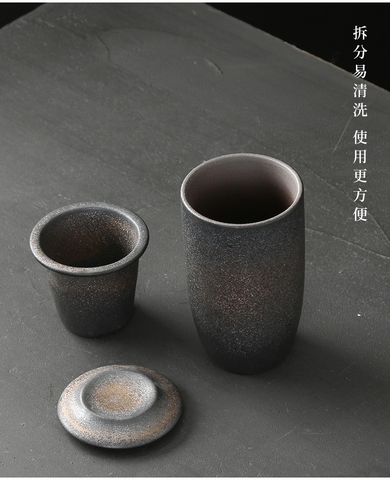 Japanese coarse pottery with cover filter ceramic tea cup cup tea bladder office keller cup tea cup