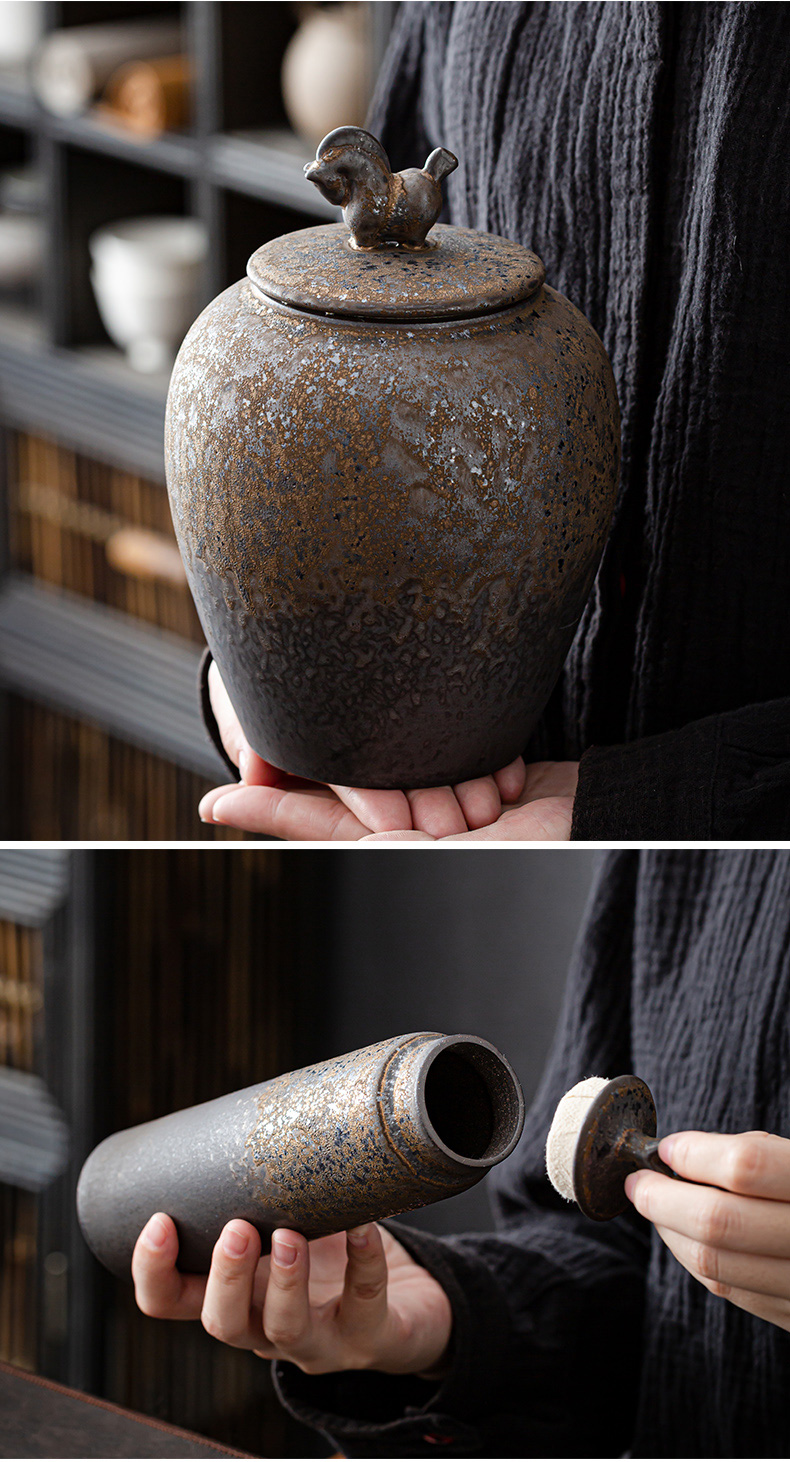 Japanese coarse pottery gold ceramic tea pot large wake tea pot small pu - erh tea storage POTS household seal pot