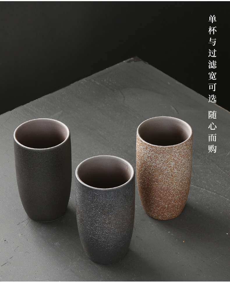 Japanese coarse pottery with cover filter ceramic tea cup cup tea bladder office keller cup tea cup