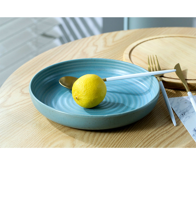 Japanese coarse pottery big plate dish plate household fruit bowl large ceramic soup plate FanPan contracted with thick deep dish circle