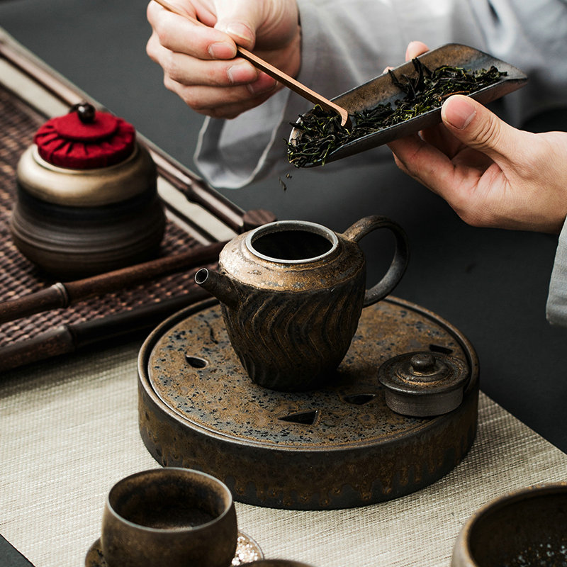 Japanese coarse pottery for gold 秞 teapot kung fu tea set off hand ewer teapot tea ware fambe single pot