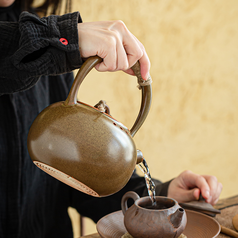 Japanese charcoal'm burning furnace girder pot of large tea stove olive charcoal stove fire boil tea complete ceramic zen kung fu tea set